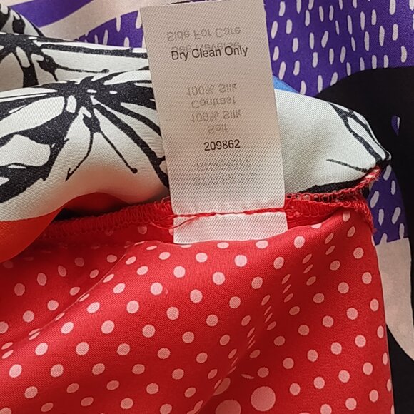 CAbi 100% Silk Scarf Top w/ Belt Kimono Style Polka Dot Floral Artsy Size Small - Picture 10 of 14